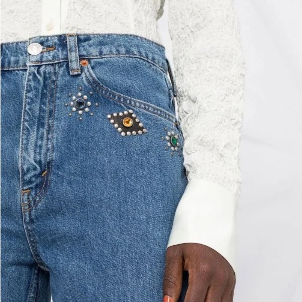 RE/DONE 70s Straight Leg crystal-embellished Jeans orig $515 size 25